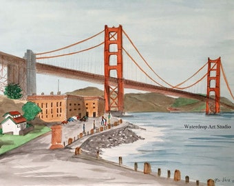 Golden Gate Bridge Art; San Francisco Art Print; Bay Area Art; Travel Art; Whimsical Art Print; SF Souvenir, Iconic Art, City Art