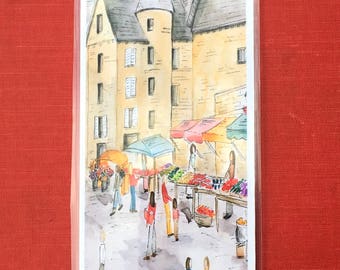 Bookmark "Center Market in France"; French bookmark, laminated bookmark, booklover gift, book gift, farmers market art, artsy bookmark