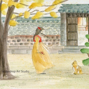 koreanische Kunst, asiatische Kunstdruck, Katzen Kunst, wunderliche Kunst, Geschenk für sie, K Dramatik Geschenk, koreanische Dramatik