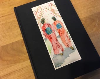 Bookmark &quot;Ladies in Kimono&quot;; Japanese Art, Asian bookmark, Watercolor Bookmark; Laminated Bookmark; Original Bookmark; Book Lover Gift