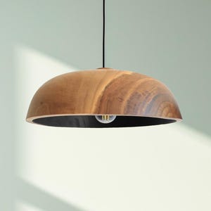 Wood pendant light for kitchen island, modern hanging lamp, wood light fixture