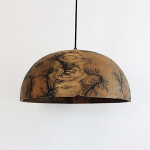 Large hanging lamp, unique flush mount lights, large oak plug in chandelier handmade image 1