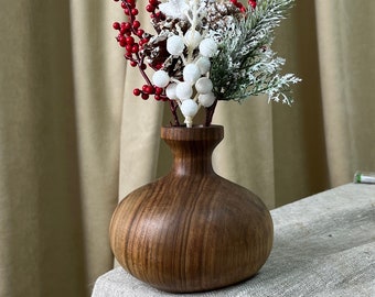 Turned wood vase Wavy vase Kitchen table vase