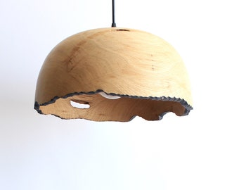 Wood pendant light, handmade farmhouse lighting, dining room chandelier lamp