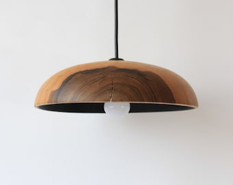 Walnut Wood Pendant Light: Modern Kitchen Island Hanging Lamp
