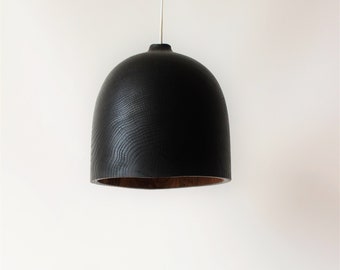 black pendant light, hanging kitchen lamp shade, hand turned reclamated lamp