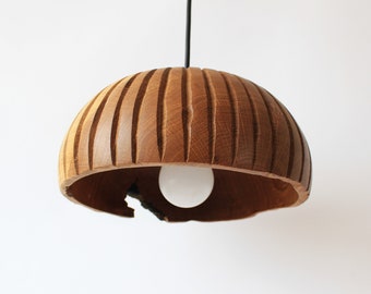 Farmhouse wood pendant light for kitchen island wooden lamp shade