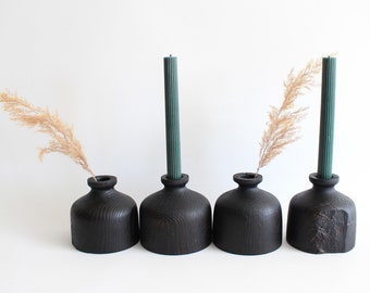 minimalist wood vase set, taupe bud vase, small driftwood decorative vase, ikebana vase