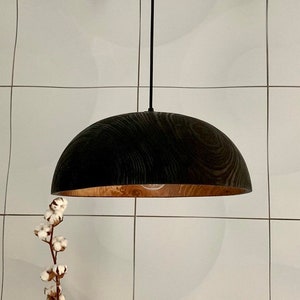 Black wood pendant light for kitchen, unique island lighting, farmhouse lighting