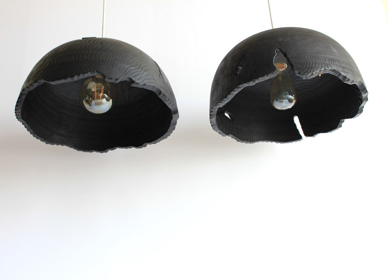 wood chandelier lighting, modern black pendant light fixture, dining room lamp handmade image 3