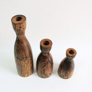 Oak candle holder, wooden taper candle holder, rustic candle stick holder, modern vase, Rustic candelabrum image 4