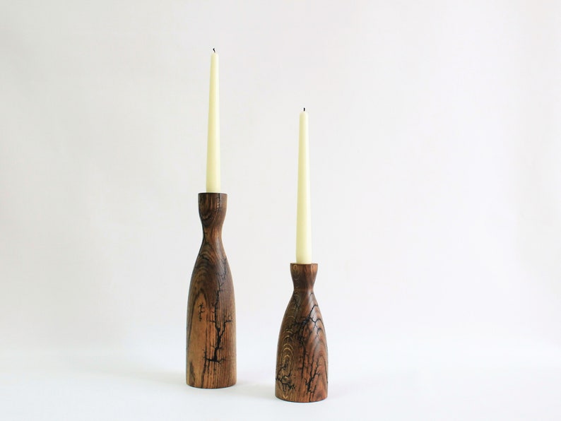 Oak candle holder, wooden taper candle holder, rustic candle stick holder, modern vase, Rustic candelabrum image 8