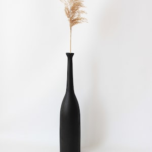 tall wood vase, turned natural dried flower vase