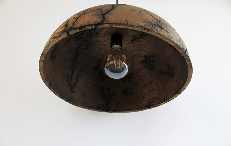 Large hanging lamp, unique flush mount lights, large oak plug in chandelier handmade image 5