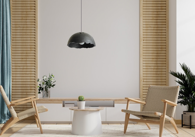 wood chandelier lighting, modern black pendant light fixture, dining room lamp handmade image 1