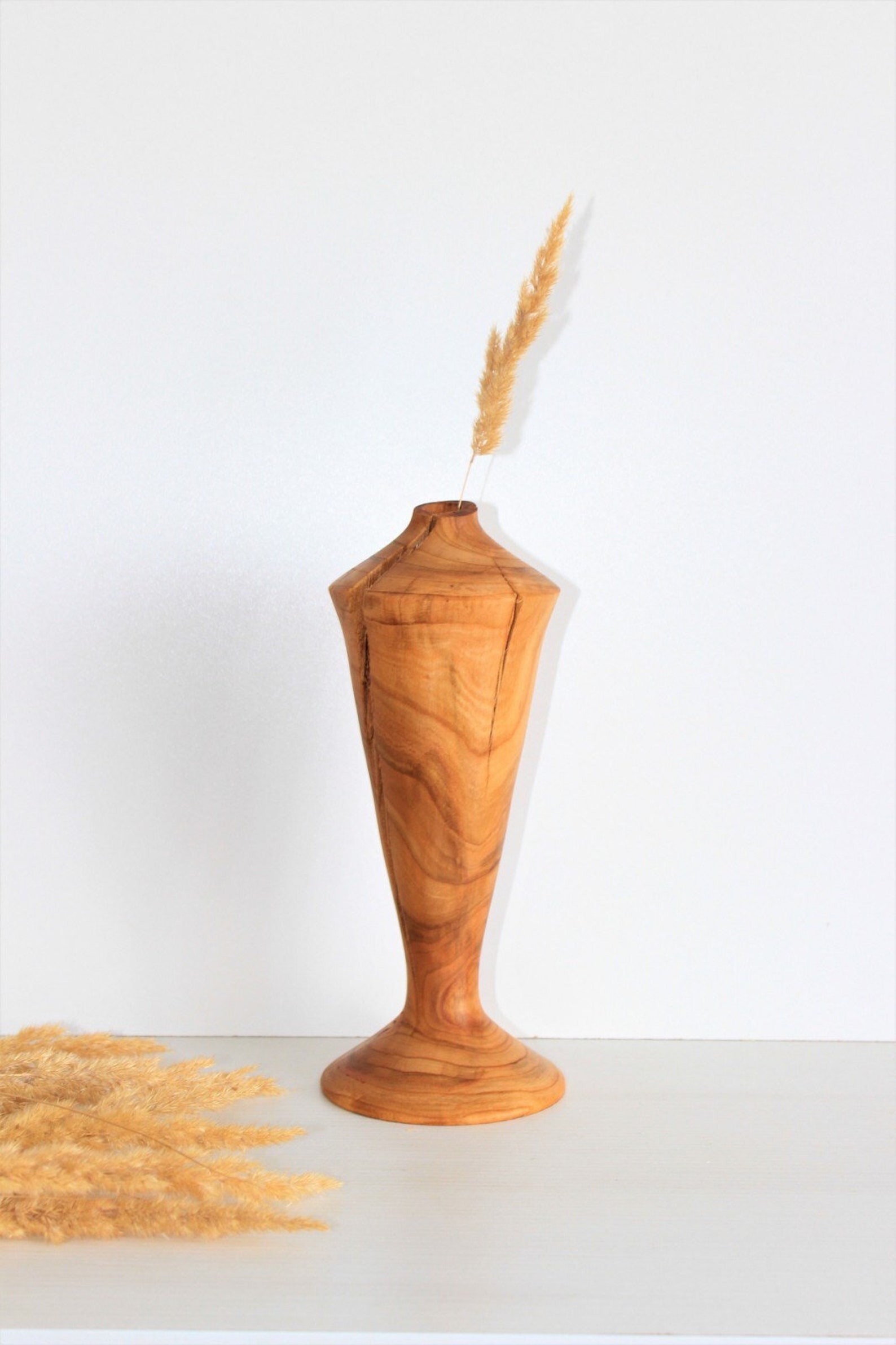 Rustic Wood Vase Turned Bud Vase 5th Anniversary Gift Etsy