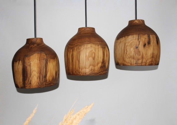 Rustic Wood Pendant Light For Kitchen Island Hanging Lamp Etsy
