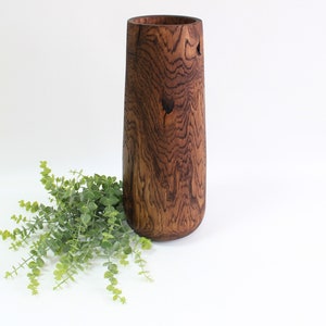 Grand vase en bois pour sol, vase en bois sculpté de 15 pouces de haut, vase en noyer rustique pour fleurs séchées, accents de décoration intérieure image 5