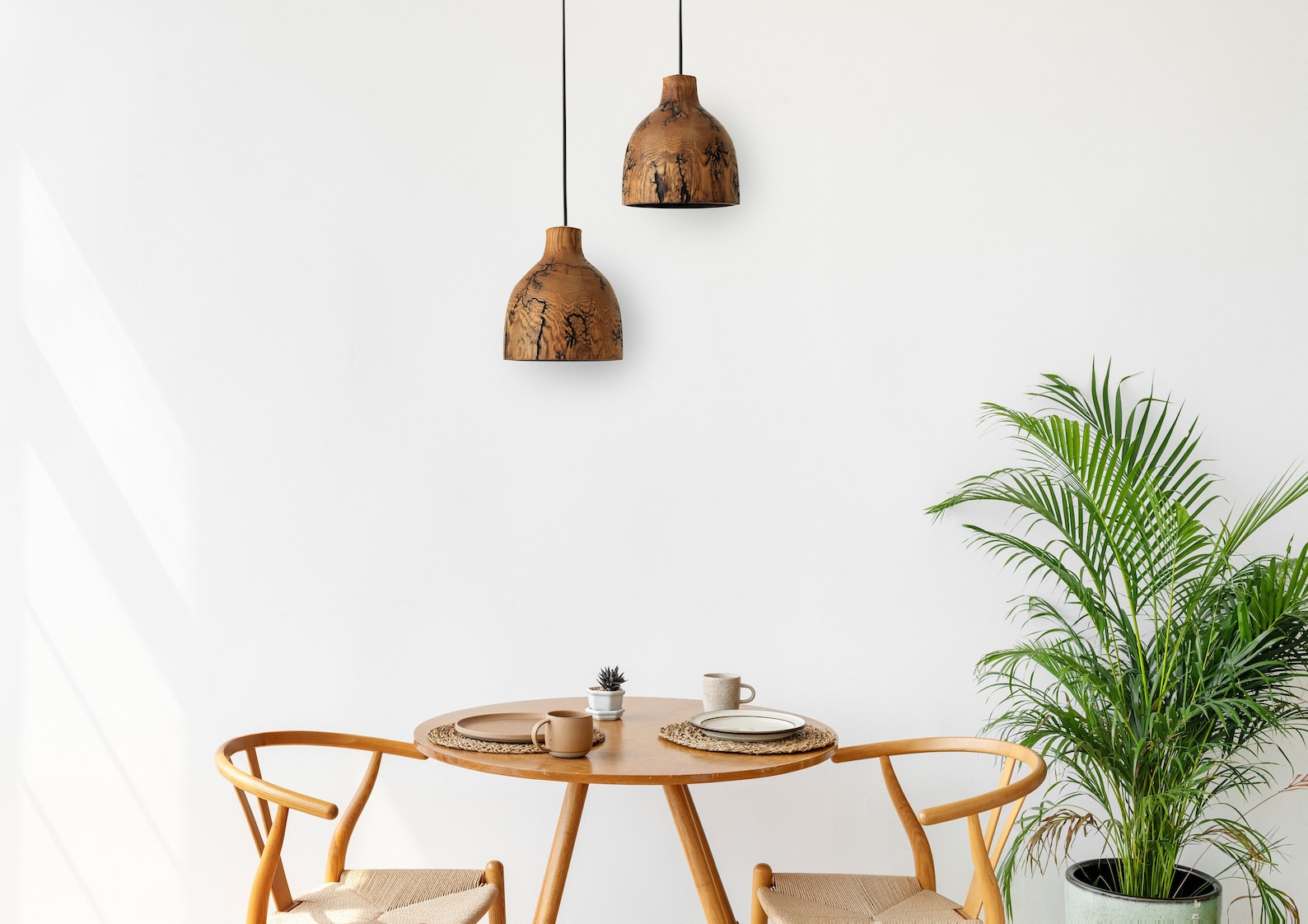 Wood Pendant Light, Dining Room Light Fixture, Natural Chandelier ...