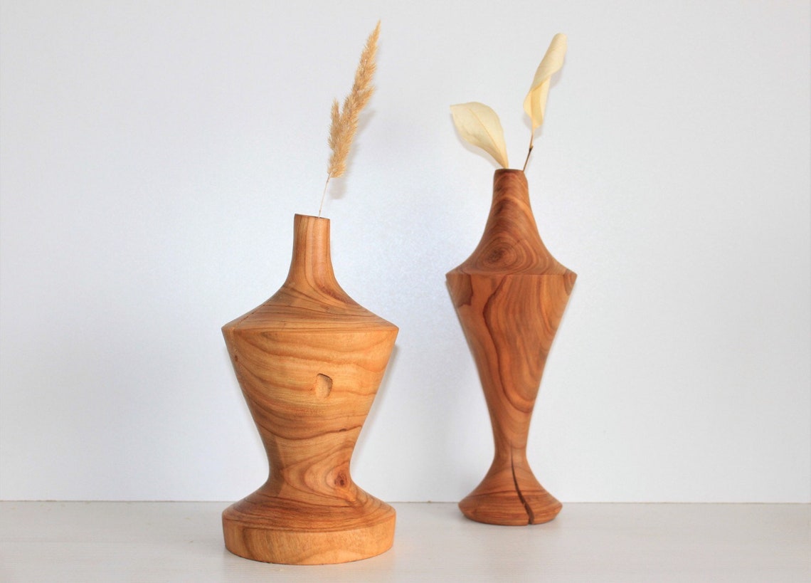 Rustic Wood Vase Turned Bud Vase 5th Anniversary Gift Etsy