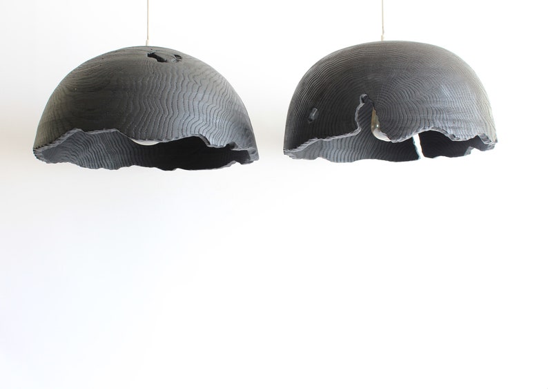 wood chandelier lighting, modern black pendant light fixture, dining room lamp handmade image 10