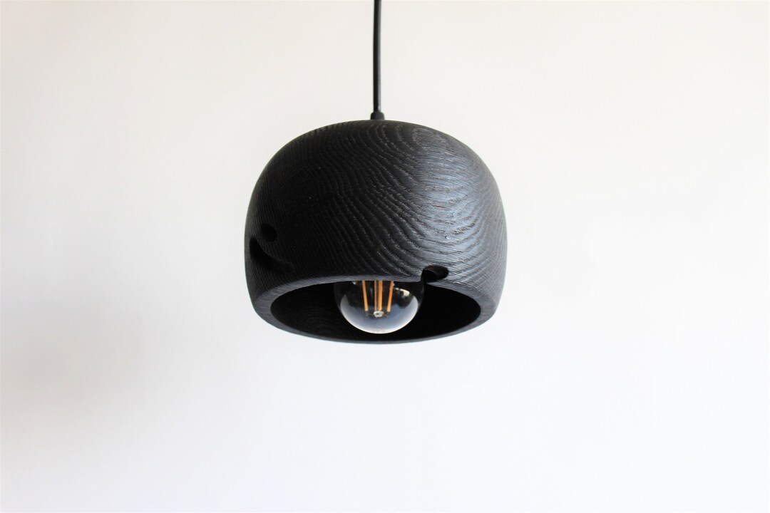 Small Black Pendant Light for Kitchen Island, Wooden Hanging Lamp With ...