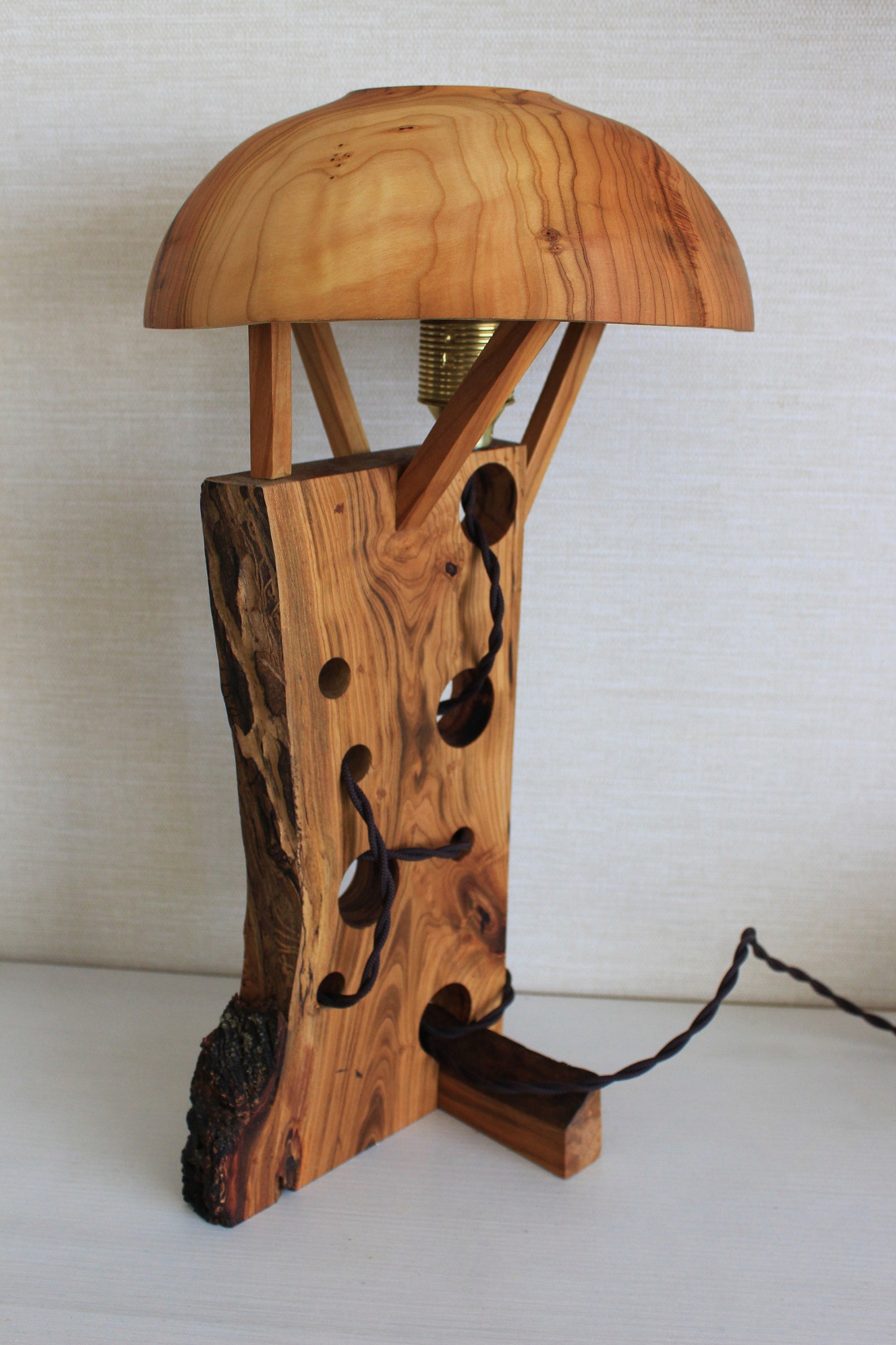 Art Deco Bedside Lamp Rustic Wooden Nightstand Lamp Handmade Etsy