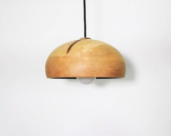 Farmhouse kitchen wood pendant light, wooden lamp shade, unique lighting