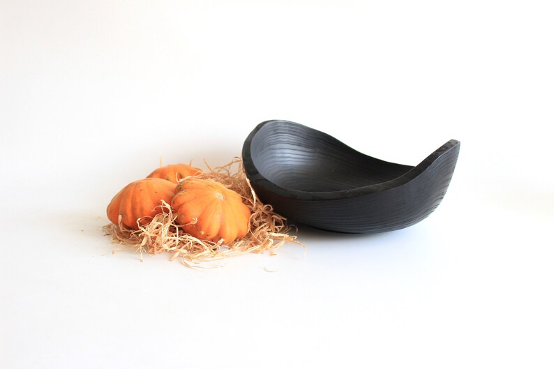 wooden fruit bowl, large rustic dinnerware, handmade shallow dish, food safe bowl image 3