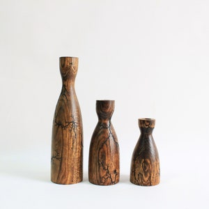 Oak candle holder, wooden taper candle holder, rustic candle stick holder, modern vase, Rustic candelabrum Set of 3 holders