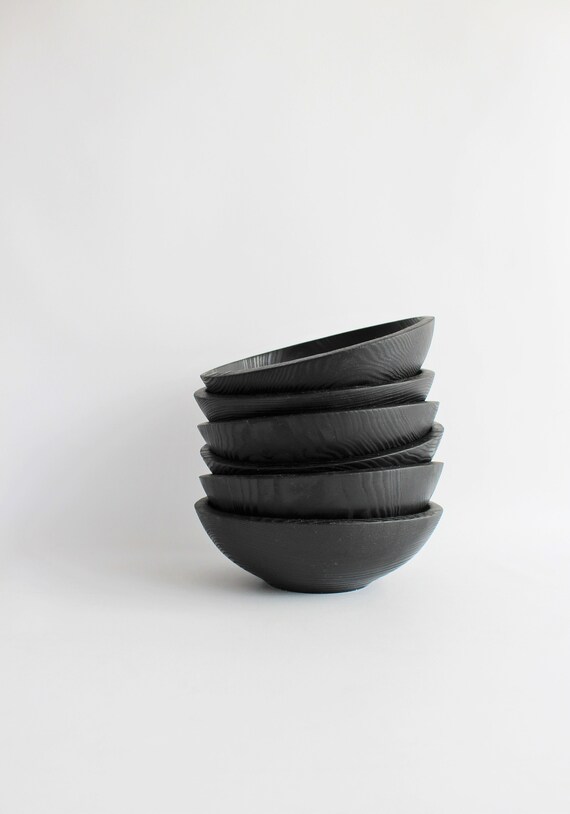 Large Pasta Bowl Rustic Handmade Dinnerware Set Black Ramen Etsy