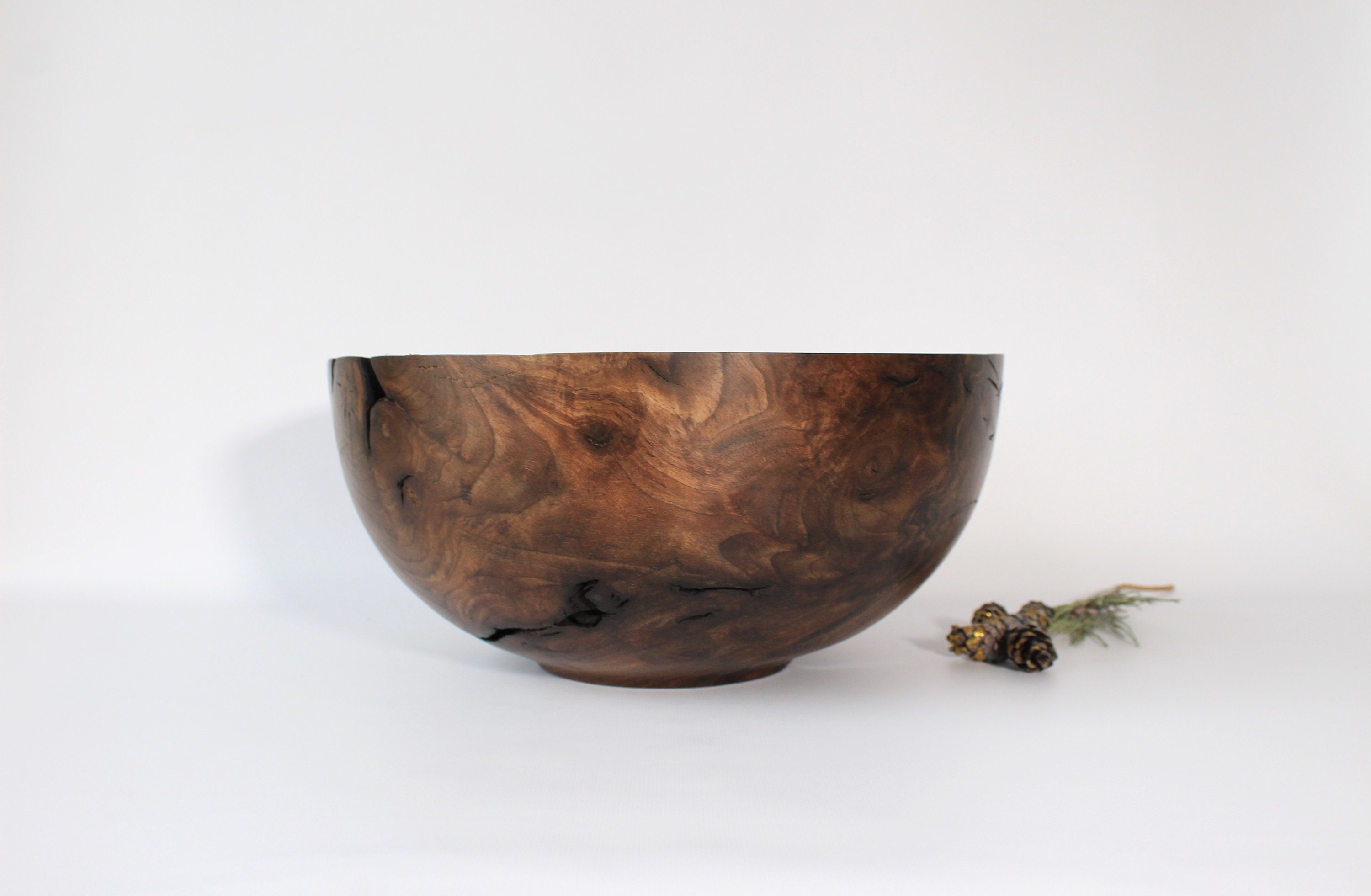 Extra große dekorative Holzschale für Obst gedreht | Etsy