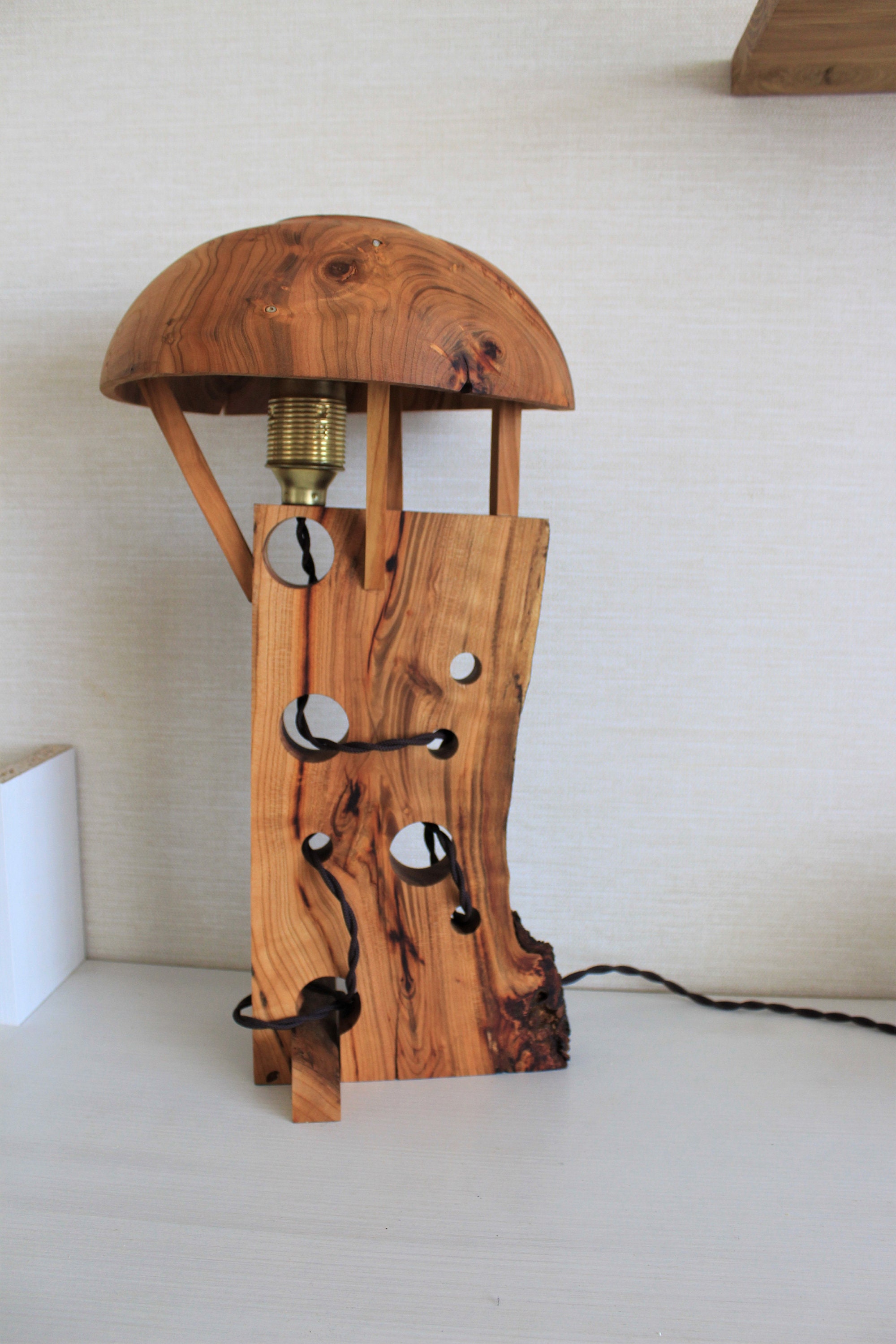 Art Deco Bedside Lamp Rustic Wooden Nightstand Lamp Handmade | Etsy