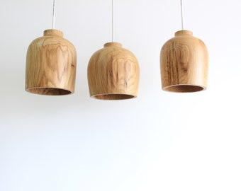 Wood pendant light, kitchen island lighting, flush mount ceiling light