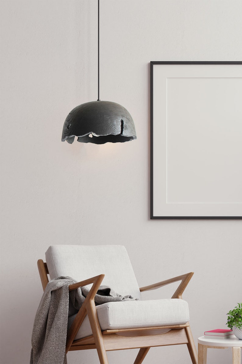wood chandelier lighting, modern black pendant light fixture, dining room lamp handmade image 2