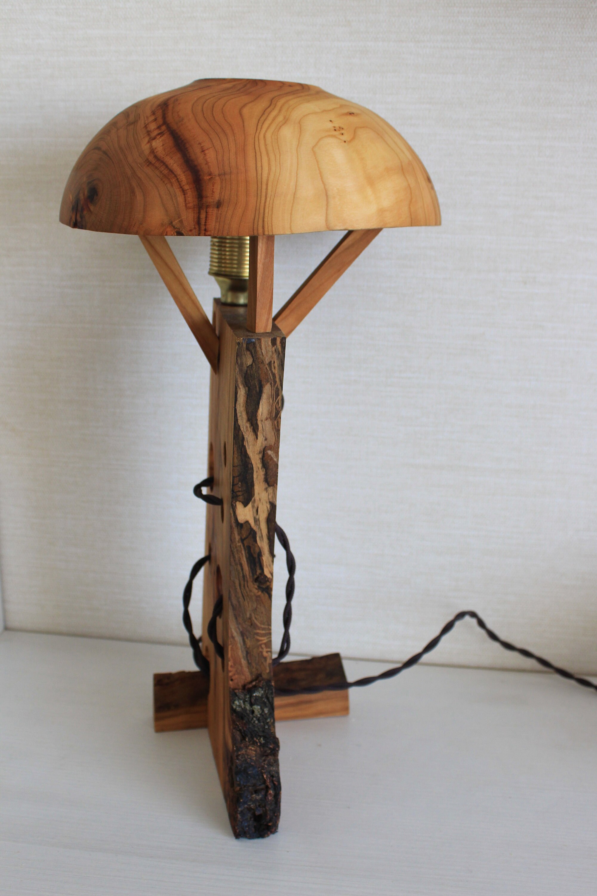 Art Deco Bedside Lamp Rustic Wooden Nightstand Lamp Handmade Etsy