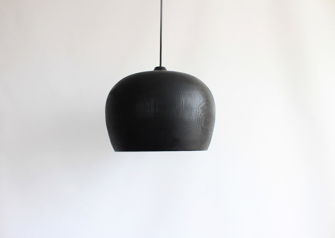 Black Pendant Light, Wooden Dining Room Light Fixture, Rustic Kitchen