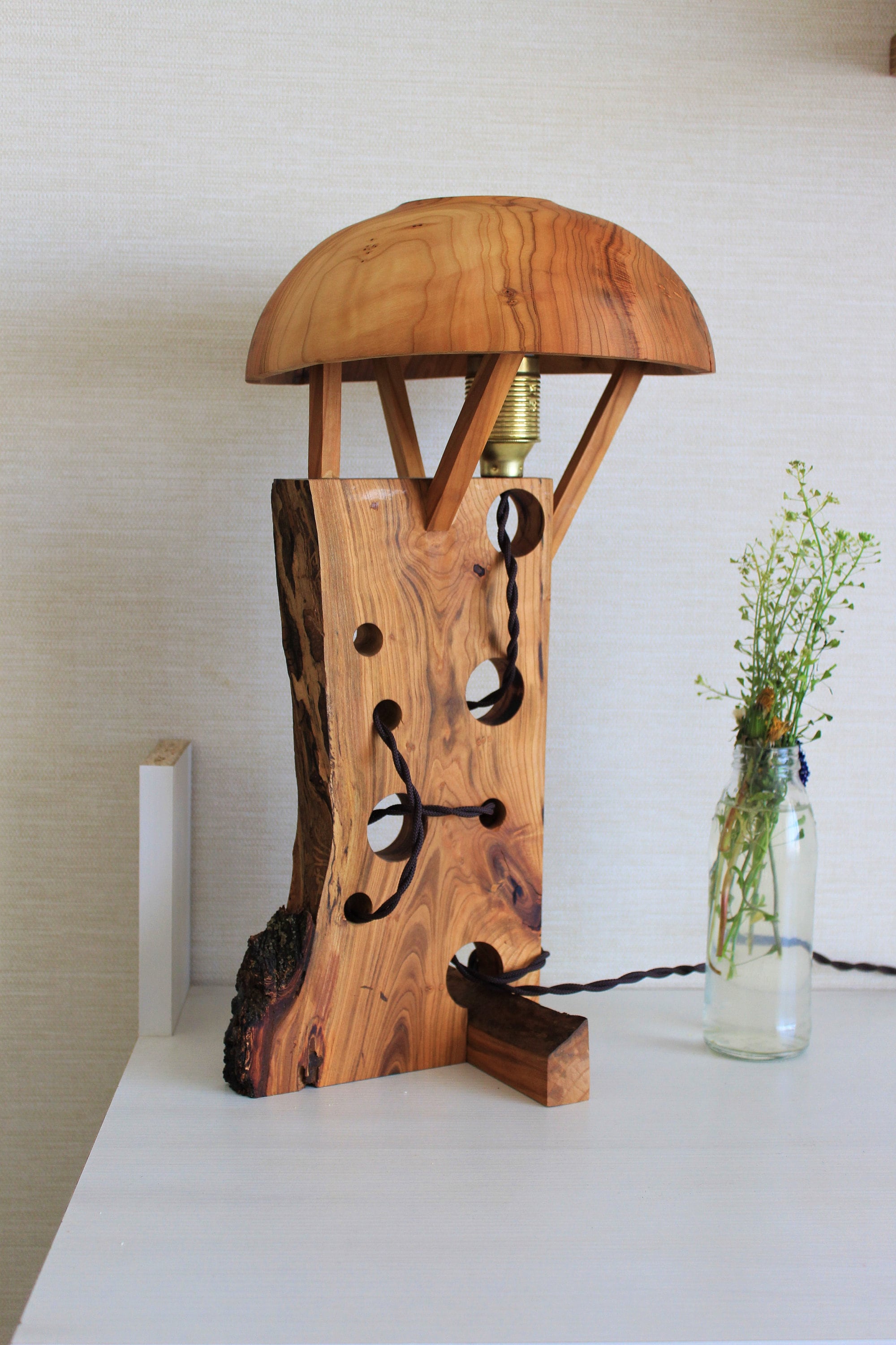 Art Deco Bedside Lamp Rustic Wooden Nightstand Lamp Handmade Etsy