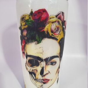Frida Khalo, Frida Khalo tumbler, custom tumbler, glitter tumbler, alcohol ink tumbler, serape tumbler, serape, double walled tumbler