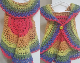 Rainbow Circle Vest, Cardigan, Baby Sweater, Toddler sweater