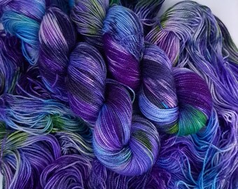 Wild Violets, Sparkle Sock yarn, hand dyed sock yarn, merino yarn, superwash sock yarn, speckle sock yarn,  wool nylon sock yarn