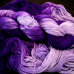 Lilac Whimsy, Sock yarn, hand dyed sock yarn, merino yarn, superwash sock yarn, speckle sock yarn,  wool nylon sock yarn, fingering yarn