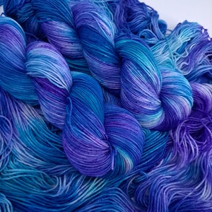 Morning Glories, Sock yarn, hand dyed sock yarn, merino yarn, superwash sock yarn, speckle sock yarn,  wool nylon sock yarn, fingering yarn