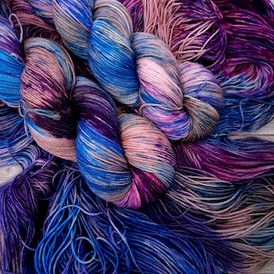 Watercolor, Sock yarn, hand dyed sock yarn, merino yarn, superwash sock yarn, speckle sock yarn,  wool nylon sock yarn, fingering yarn