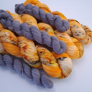 Sunshine In My Pocket, Sock Set, sock yarn, hand dyed yarn, mini skein,  hand dyed sock yarn, sock yarn hand dyed, indie dyed sock yarn