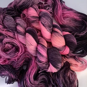 Spooky Flowers, sock yarn, hand dyed sock yarn, merino yarn, superwash sock yarn, speckle sock yarn,  wool nylon sock yarn, fingering yarn