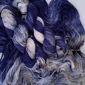 Starry Night, Sock yarn, hand dyed sock yarn, merino yarn, superwash sock yarn, speckle sock yarn,  wool nylon sock yarn, fingering yarn