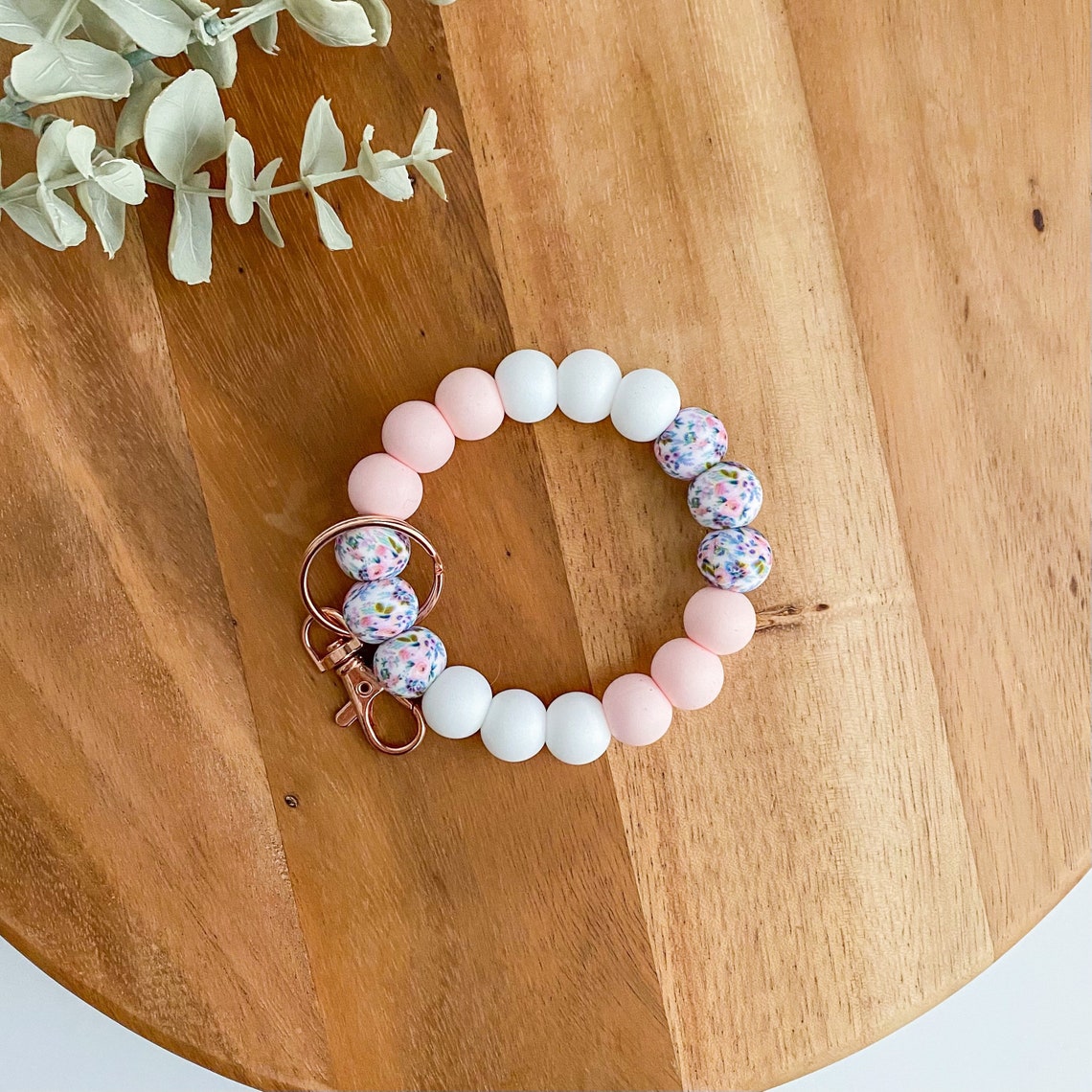 Silicone Bead Wristlet Keychain