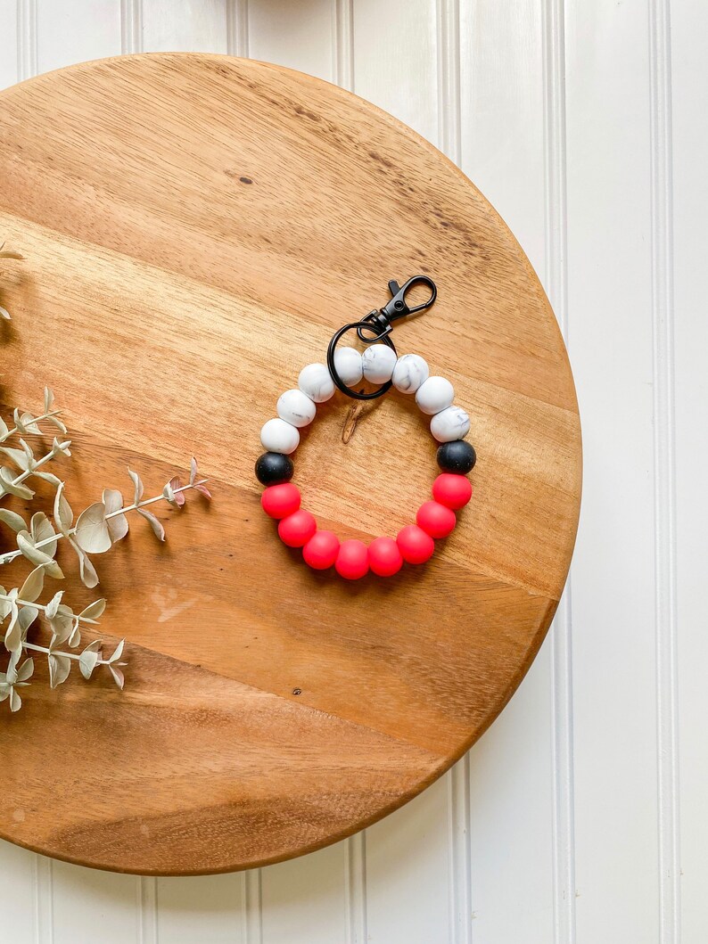 Wristlet keychain Bracelet keychain Silicone bead keychain Etsy