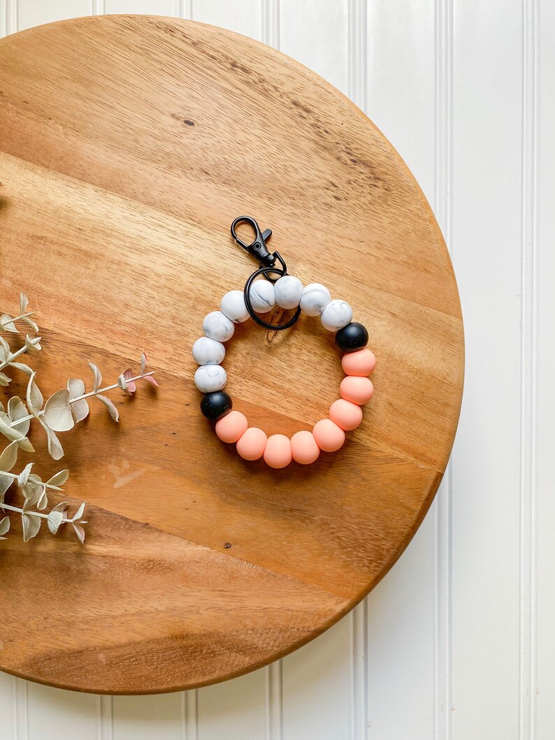 Wristlet Keychain Bracelet Keychain Silicone Bead Keychain Etsy Canada
